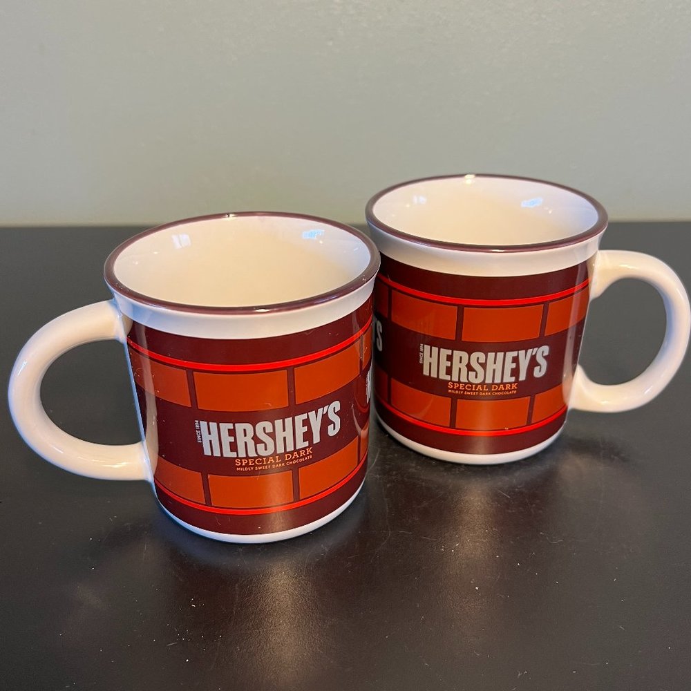 Galerie Hersheys Special Dark Chocolate Ceramic Coffee Mugs Set of 2 Cups